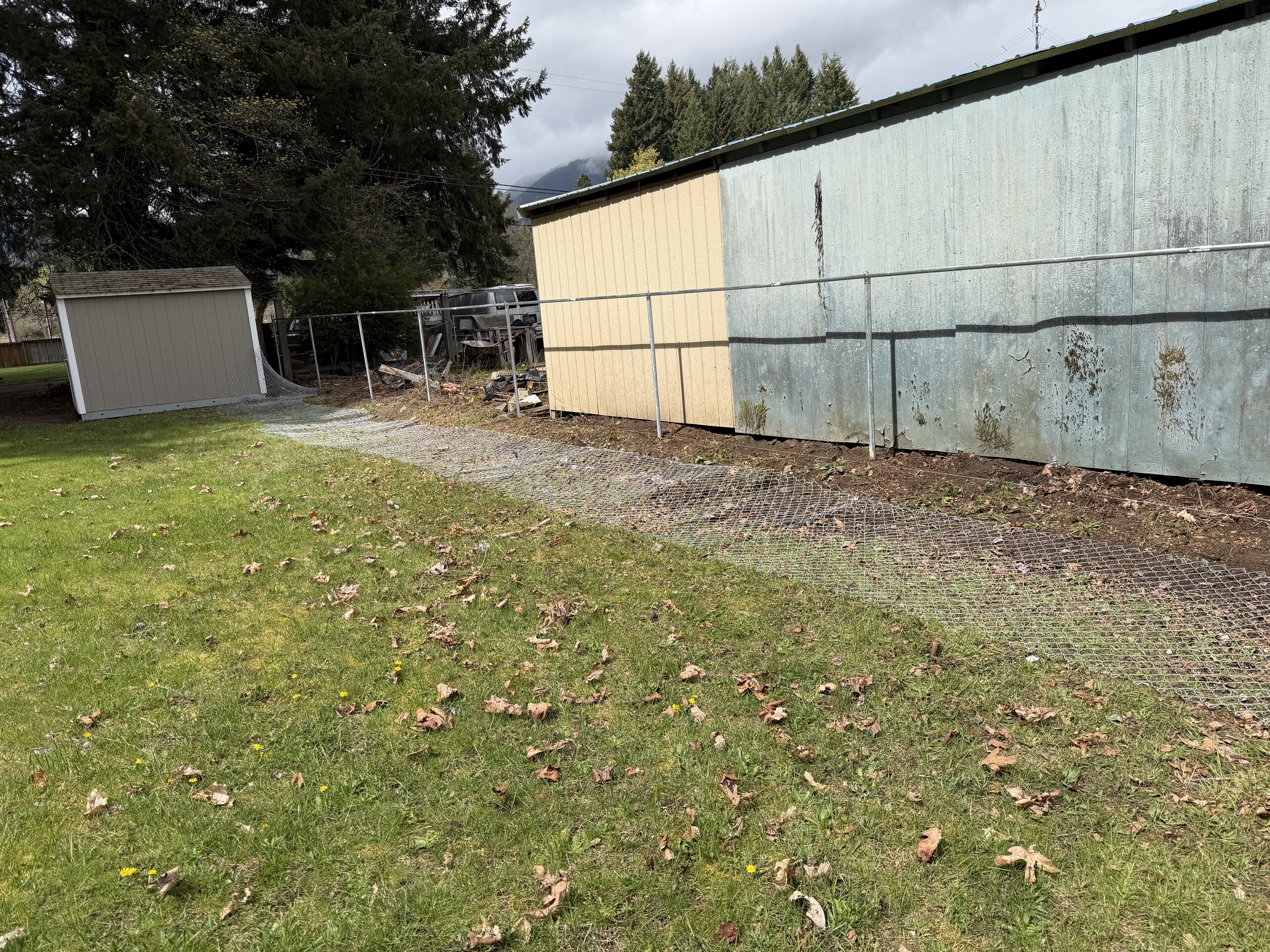 Chain-link fence in progress
