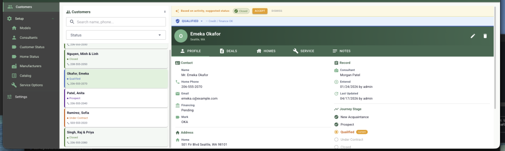 Web-based CRM built with Claude and Cursor