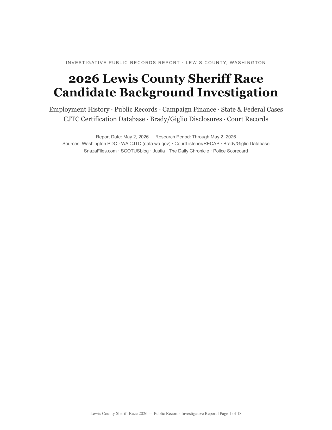 Sheriff Report